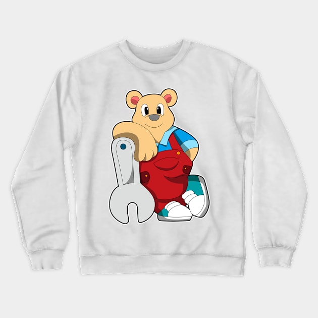 Bear as Mechatronics engineer with Wrench Crewneck Sweatshirt by Markus Schnabel